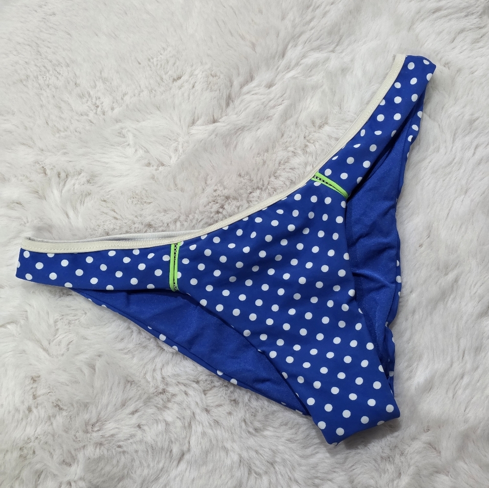New Beach Bunny‎ Haute Dot Polka Dot Cheeky Blue White Bikini Bottoms XL